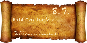 Balázs Teréz névjegykártya